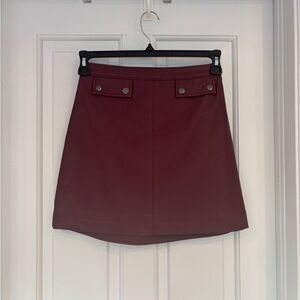 Hollister Burgundy Faux Leather Mini Skirt XS